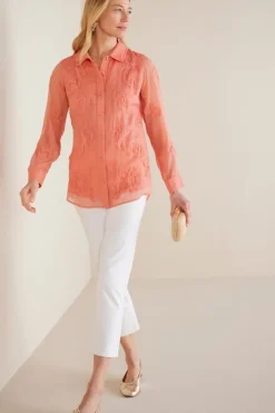 Soft Surroundings Tops|Savannah Embellished Tunic BurntCoral