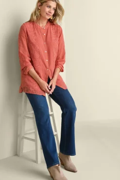 Soft Surroundings Tops|Serafine Embroidered Tunic ApricotBrandy