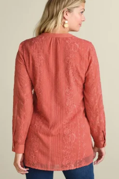 Soft Surroundings Tops|Serafine Embroidered Tunic ApricotBrandy