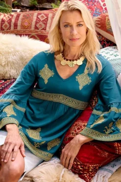 Soft Surroundings Tops|Setara 3/4 Sleeve Top MoroccanBlue