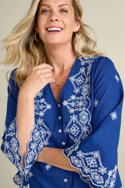Soft Surroundings Tops|Shona Embroidered Top SodaliteBlue