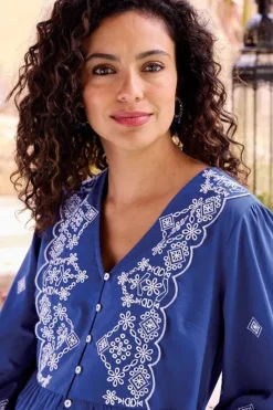 Soft Surroundings Tops|Shona Embroidered Top SodaliteBlue