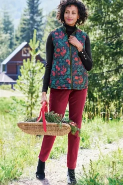 Soft Surroundings Jackets & Coats|Sienna Reversible Puffer Vest WildflowerAntiqueBlack