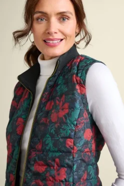 Soft Surroundings Jackets & Coats|Sienna Reversible Puffer Vest WildflowerAntiqueBlack