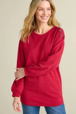 Soft Surroundings Tops|Siesta Soft Button Shoulder Tunic LipstickHeather