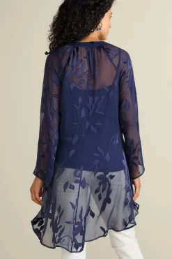 Soft Surroundings Tops|Silk Convertible Shirt & Cami Navy