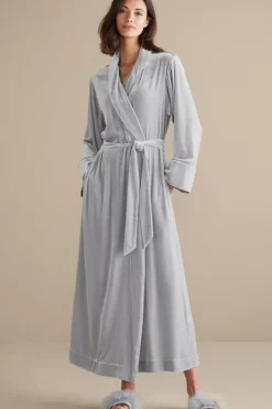 Soft Surroundings Sleepwear & Lounge|Silk Velvet Robe PlatinumGrey