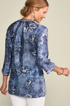 Soft Surroundings Tops|Tunics & Leggings|Silvia Embroidered Tunic BlueMulti