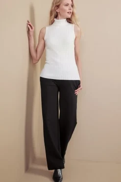 Soft Surroundings Pants|Soft Essential Ponte Wide Leg Pants Black