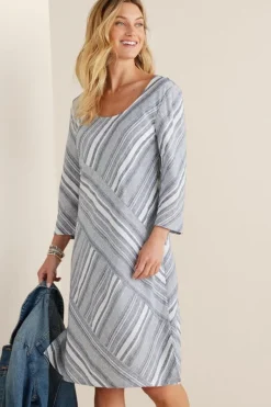Soft Surroundings Dresses|Sonya Linen Dress White/Blue