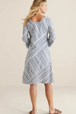 Soft Surroundings Dresses|Sonya Linen Dress White/Blue