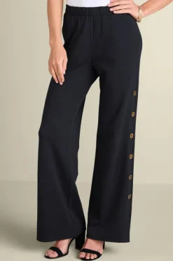 Soft Surroundings Pants|Sorrento French Terry Wide Leg Pants Black