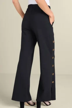 Soft Surroundings Pants|Sorrento French Terry Wide Leg Pants Black