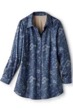 Soft Surroundings Tops|Stretch Faux Suede Boyfriend Tunic Shirt AviaryClimbingGarden
