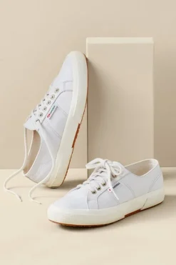 Soft Surroundings Shoes|Superga Leather Sneaker OpticalWhiteFavorio