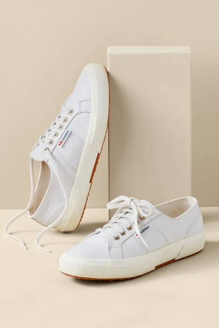 Soft Surroundings Shoes|Superga Leather Sneaker OpticalWhiteFavorio