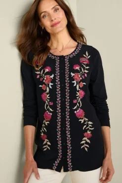 Soft Surroundings Tops|Talulla Embroidered Tunic BlackBeauty