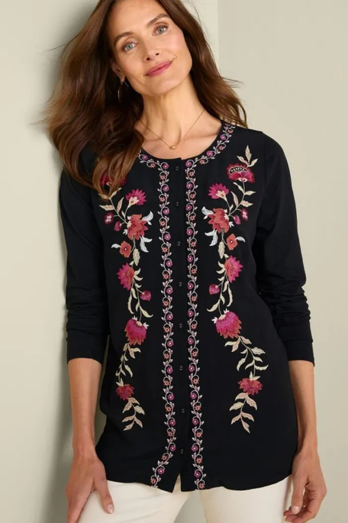 Soft Surroundings Tops|Talulla Embroidered Tunic BlackBeauty