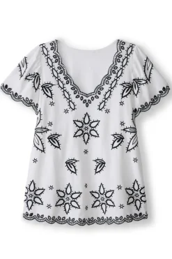 Soft Surroundings Tops|Teres Embroidered Tee IvoryPearl