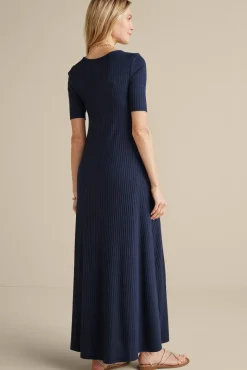 Soft Surroundings Dresses|Textured Short Sleeve Santiago Dress