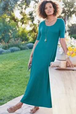 Soft Surroundings Dresses|Textured Short Sleeve Santiago Dress