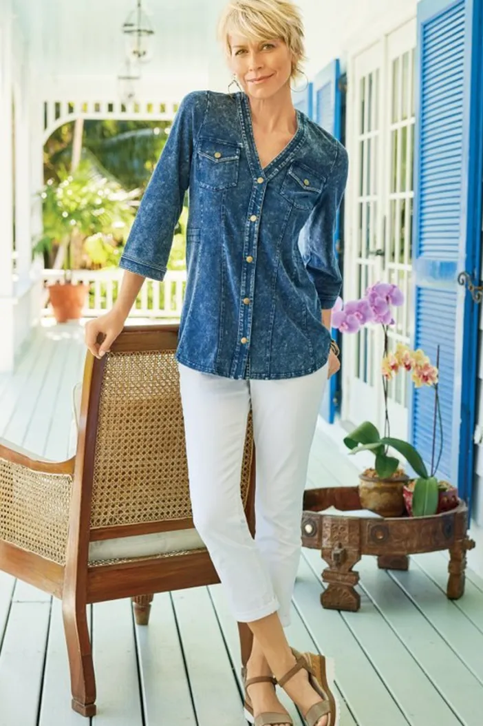 Soft Surroundings Jeans|The Ultimate Denim Pull-On Crop White