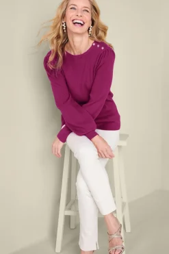 Soft Surroundings Tops|Sweaters & Cardigans|Tyla Button Shoulder Sweater