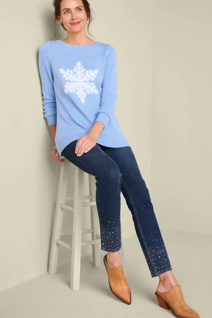 Soft Surroundings Jeans|Ultimate Denim Crystal Pull-On Slim Leg Jeans RiverWash