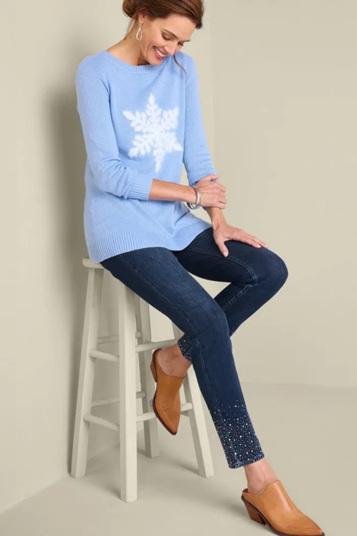 Soft Surroundings Jeans|Ultimate Denim Crystal Pull-On Slim Leg Jeans RiverWash