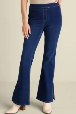 Soft Surroundings Jeans|Ultimate Denim Slit Hem Flare Jeans TidalBlueWash