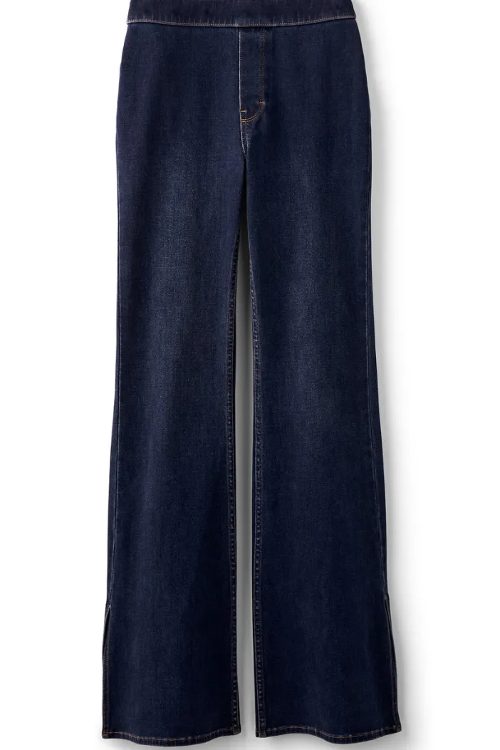 Soft Surroundings Jeans|Ultimate Denim Slit Hem Flare Jeans TidalBlueWash
