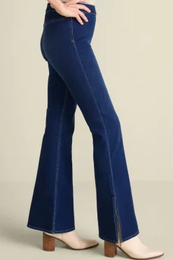 Soft Surroundings Jeans|Ultimate Denim Slit Hem Flare Jeans TidalBlueWash
