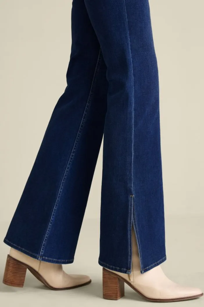 Soft Surroundings Jeans|Ultimate Denim Slit Hem Flare Jeans TidalBlueWash