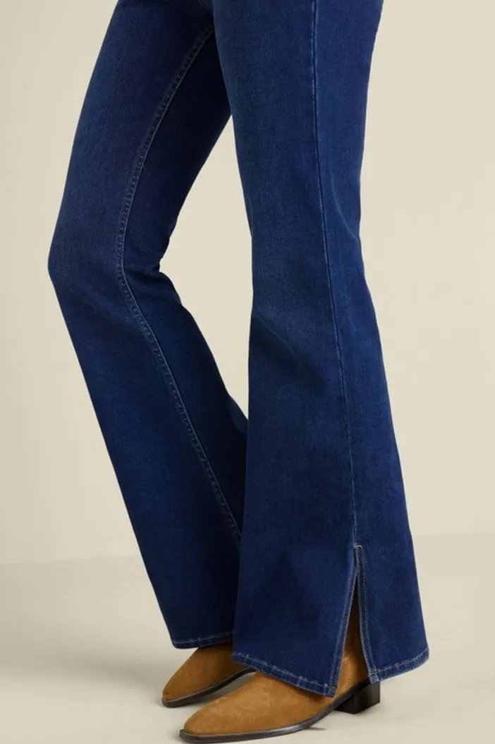 Soft Surroundings Jeans|Ultimate Denim Slit Hem Flare Jeans TidalBlueWash