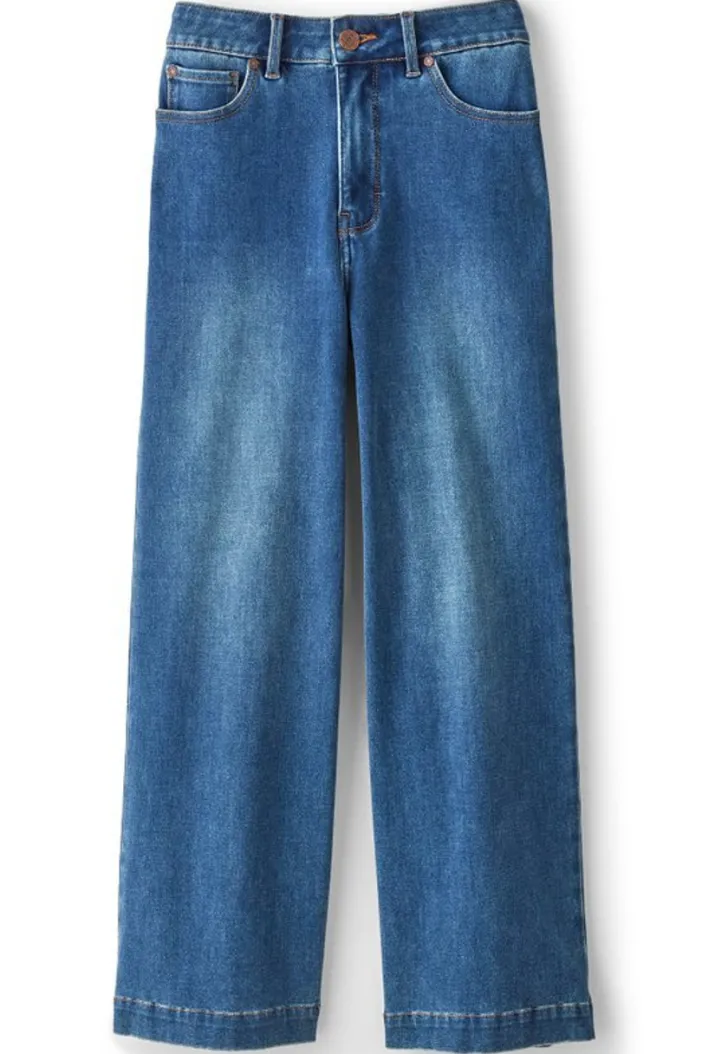 Soft Surroundings Jeans|Ultimate Denim Wide Leg Crop Jeans MirrorLakeWash