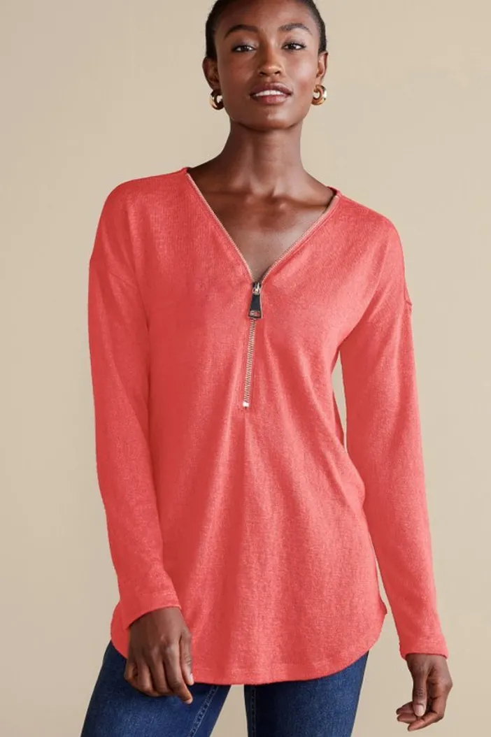 Soft Surroundings Tops|Sweaters & Cardigans|Valentina Zip Sweater