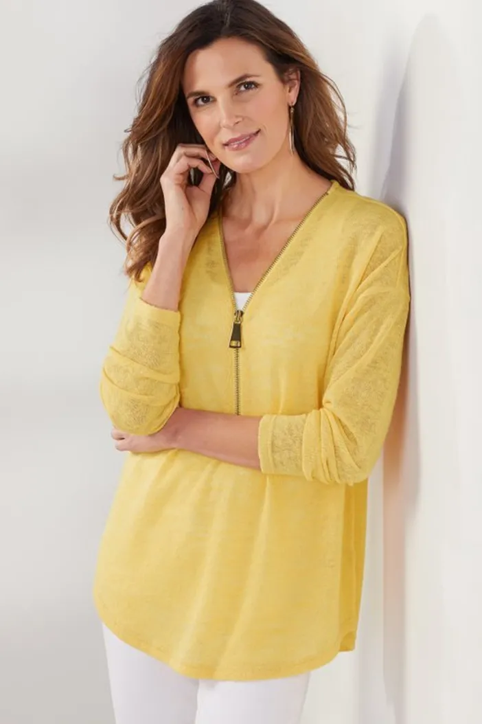 Soft Surroundings Tops|Sweaters & Cardigans|Valentina Zip Sweater