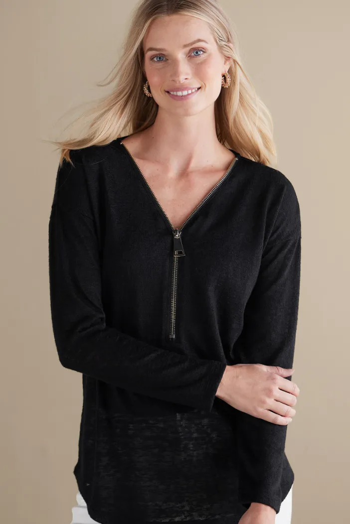 Soft Surroundings Tops|Sweaters & Cardigans|Valentina Zip Sweater
