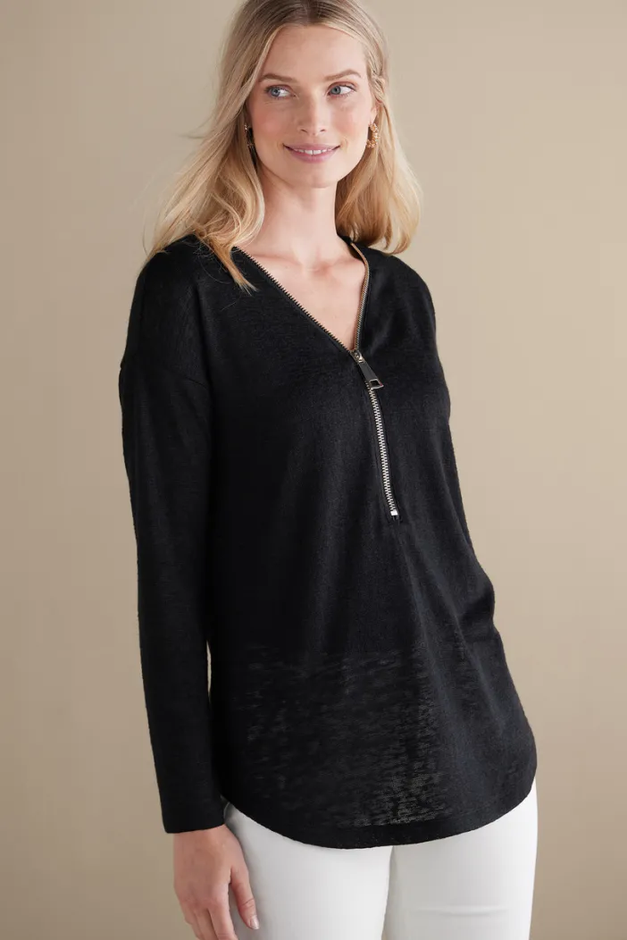 Soft Surroundings Tops|Sweaters & Cardigans|Valentina Zip Sweater