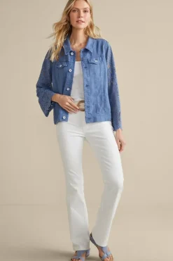 Soft Surroundings Jackets & Coats|Varese Linen Blend Jacket ColonyBlue