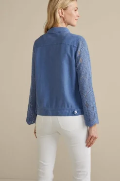 Soft Surroundings Jackets & Coats|Varese Linen Blend Jacket ColonyBlue