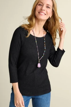Soft Surroundings Tops|Veda Rib Top WashedBlack
