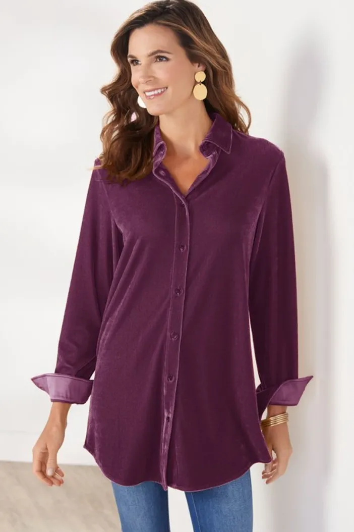 Soft Surroundings Tops|Tunics & Leggings|Velvet Boyfriend Tunic Shirt