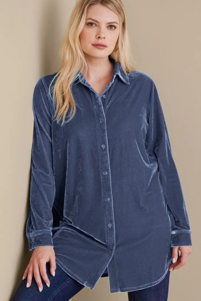 Soft Surroundings Tops|Tunics & Leggings|Velvet Boyfriend Tunic Shirt
