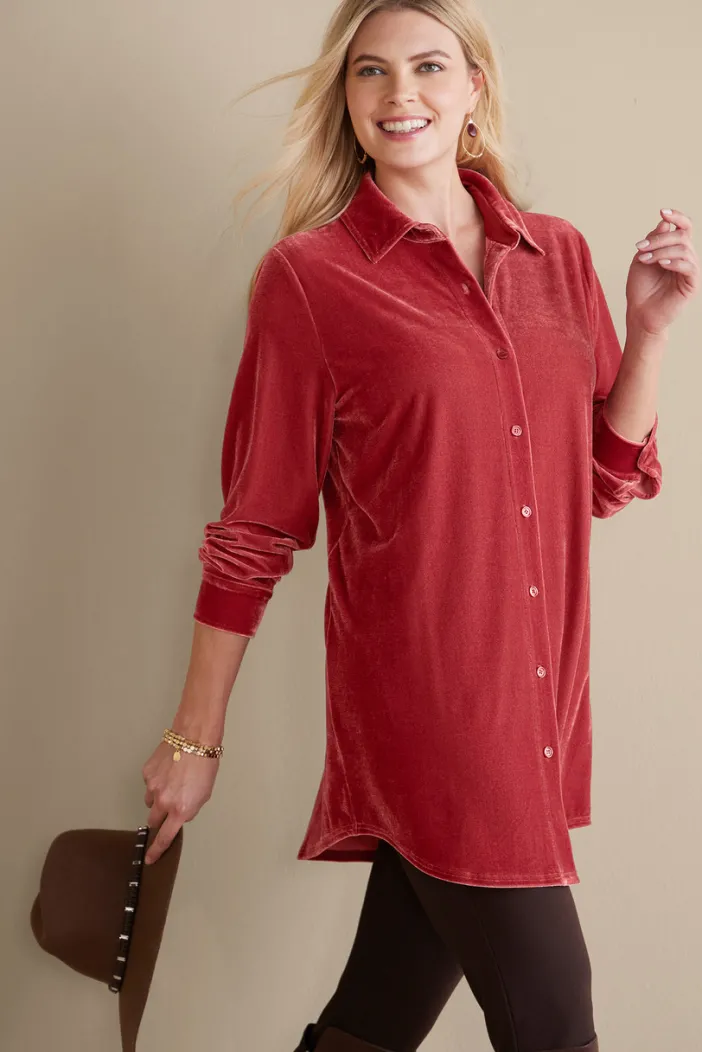 Soft Surroundings Tops|Tunics & Leggings|Velvet Boyfriend Tunic Shirt