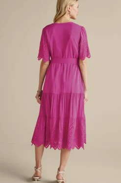 Soft Surroundings Dresses|Verena Eyelet Midi Dress DeepOrchid