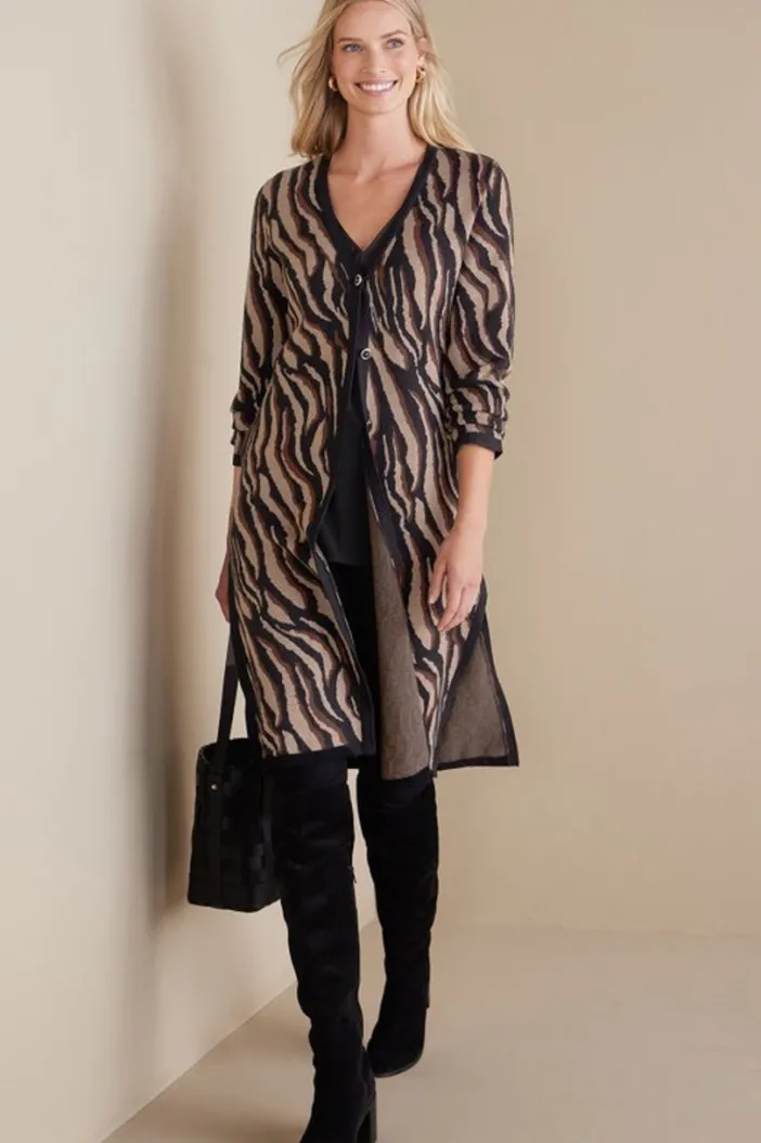 Soft Surroundings Sweaters & Cardigans|Veronica Jacquard Cardigan NeutralAnimal