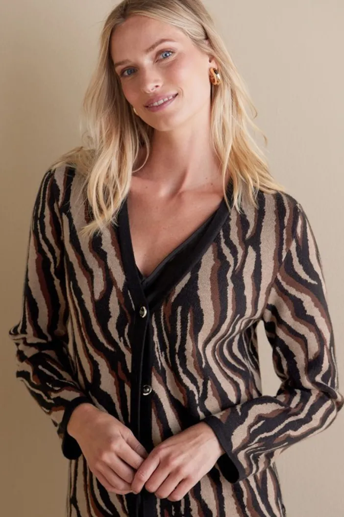 Soft Surroundings Sweaters & Cardigans|Veronica Jacquard Cardigan NeutralAnimal