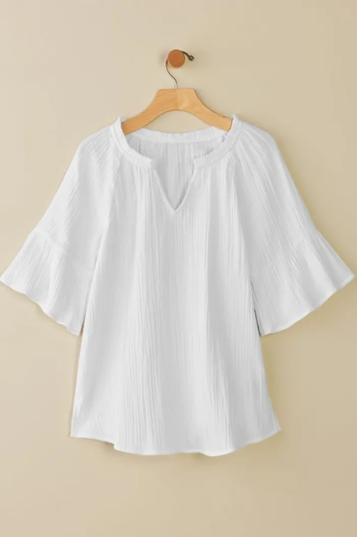 Soft Surroundings Tops|Vinka Gauze Pullover SunkistCoral