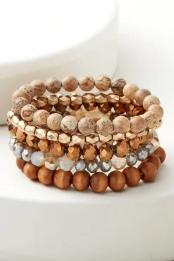 Soft Surroundings Jewelry|Bracelets|Wren Stretch Bracelet Set Brown/Gold